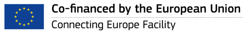 Logo with text : Co-financed by the European Union Connecting Europe Facility